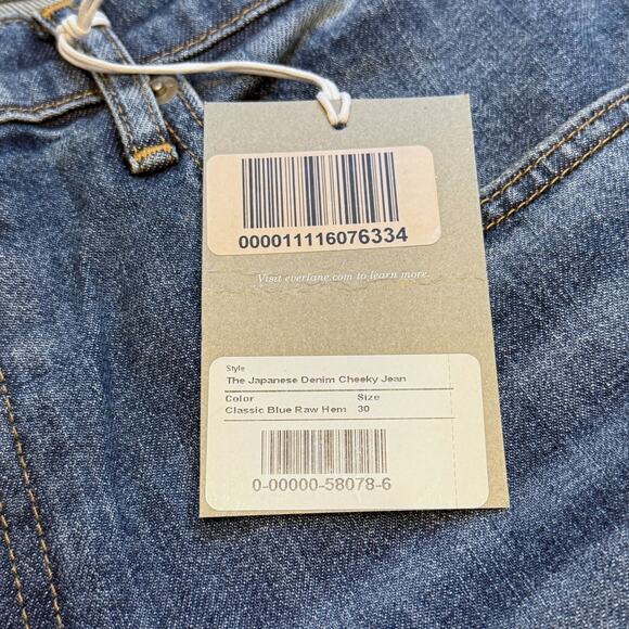 Everlane Jeans Womens 30 The Cheeky High Rise Japanese Blue Denim Raw Hem NEW - Picture 6 of 11